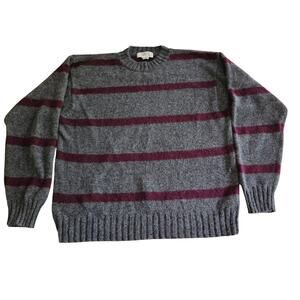 Heather & Tweed VTG Shetland Wool Sweater Striped sz XL Gray